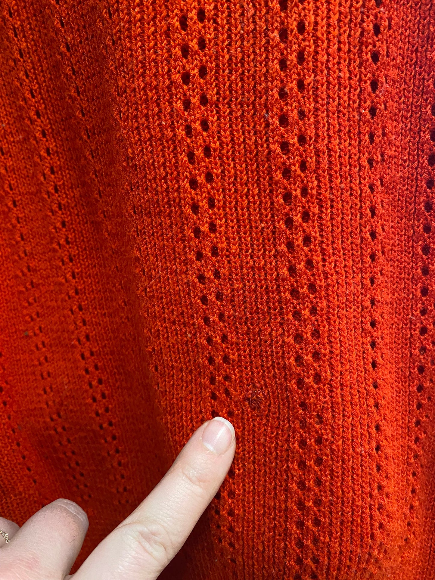 70s does 50s Eyelet Cherry Red Sweater