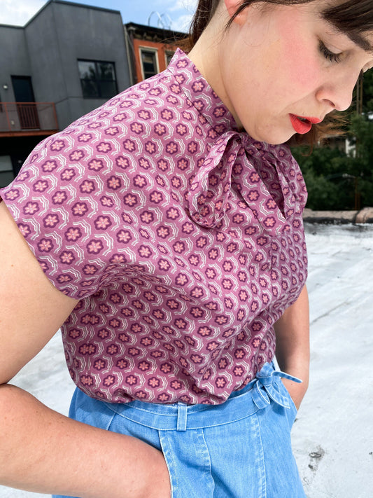 Handmade Does 60's Purple Lavender Blouse