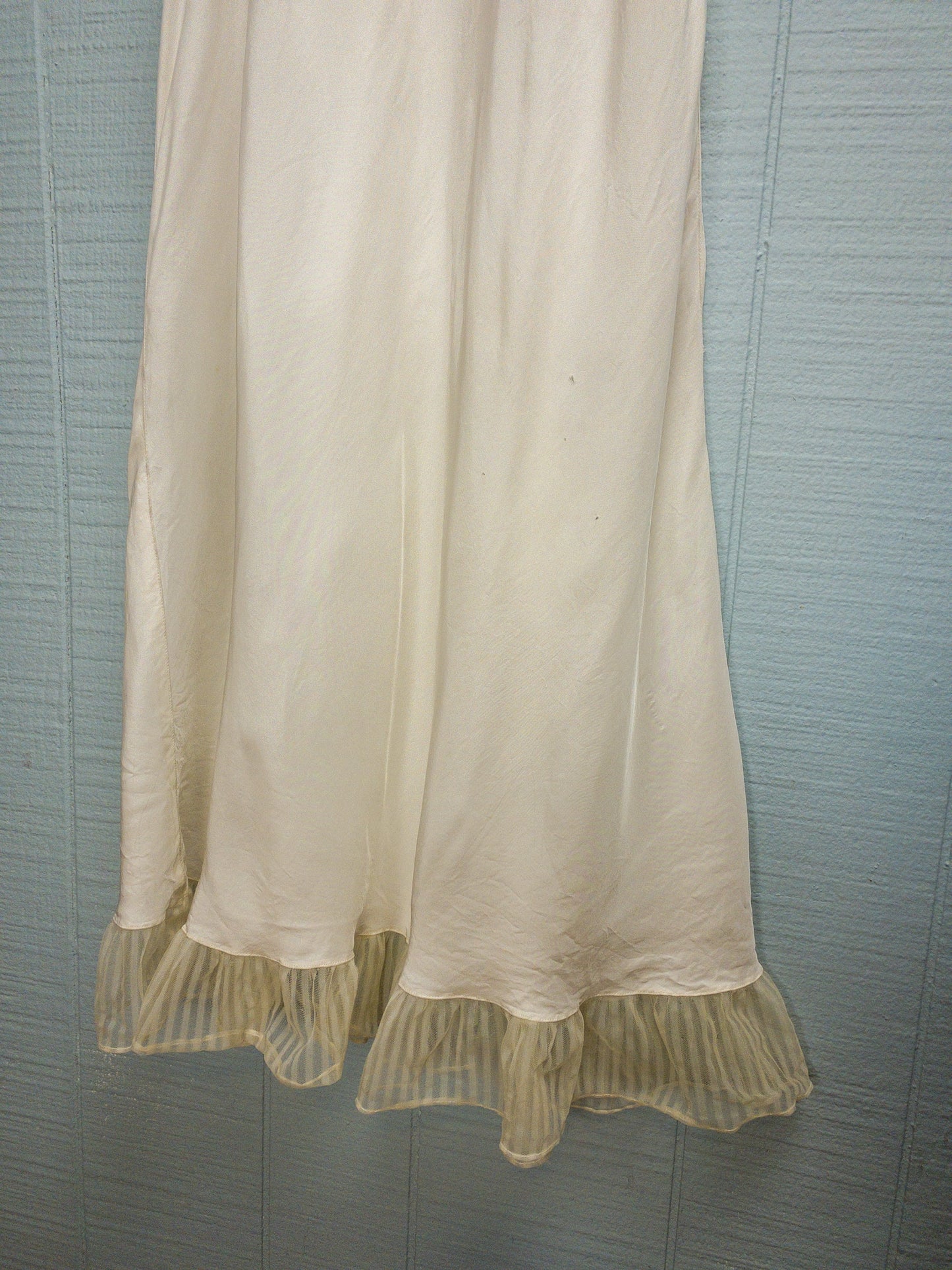 50's White Bias Cut Striped Sheer Slip | XXS/XS