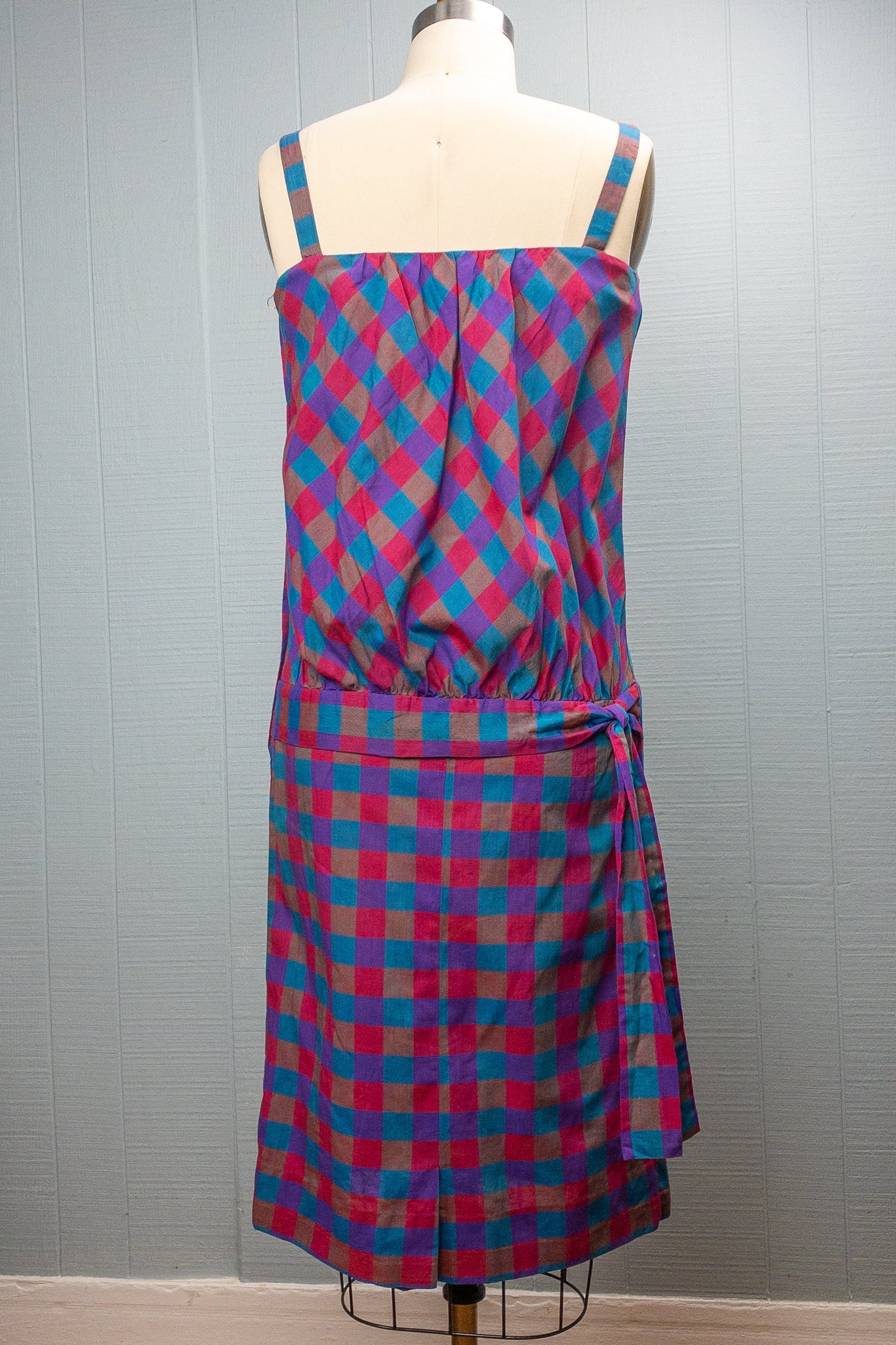60's Plaid Purple Pink Blue Dress | XXS/XS