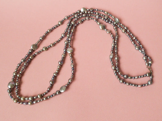 Silver Oil Slick Freshwater Pearl Necklace