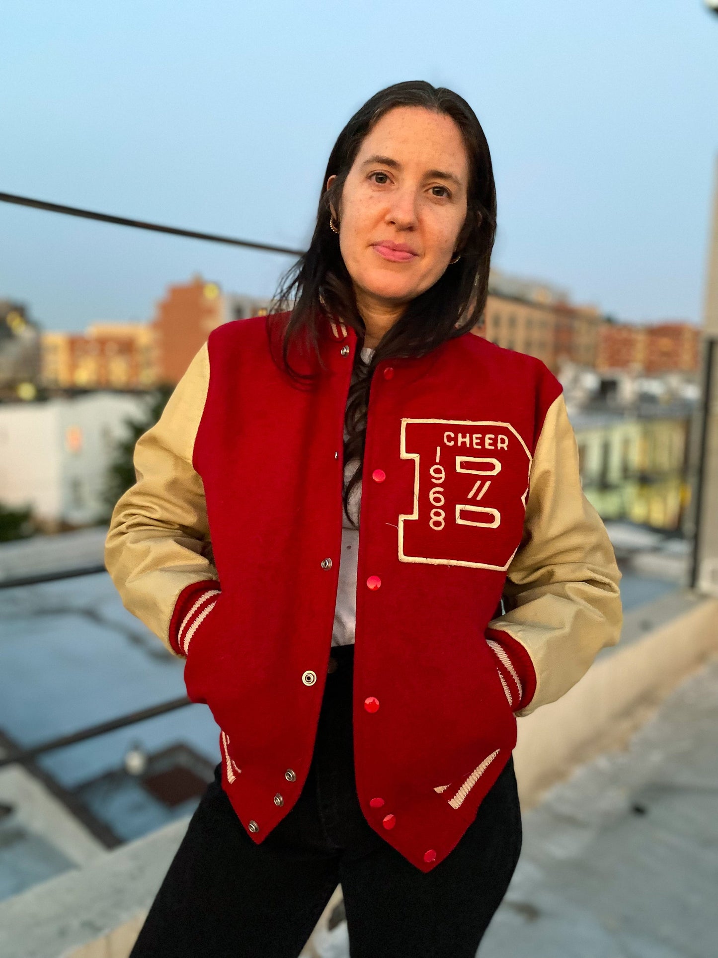 60s Red & Cream Cheer Letterman Jacket