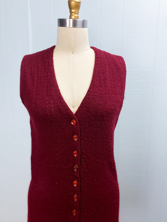 60's 70's Maroon Cable Knit Sweater Vest Bryant 9 by Carol Horn