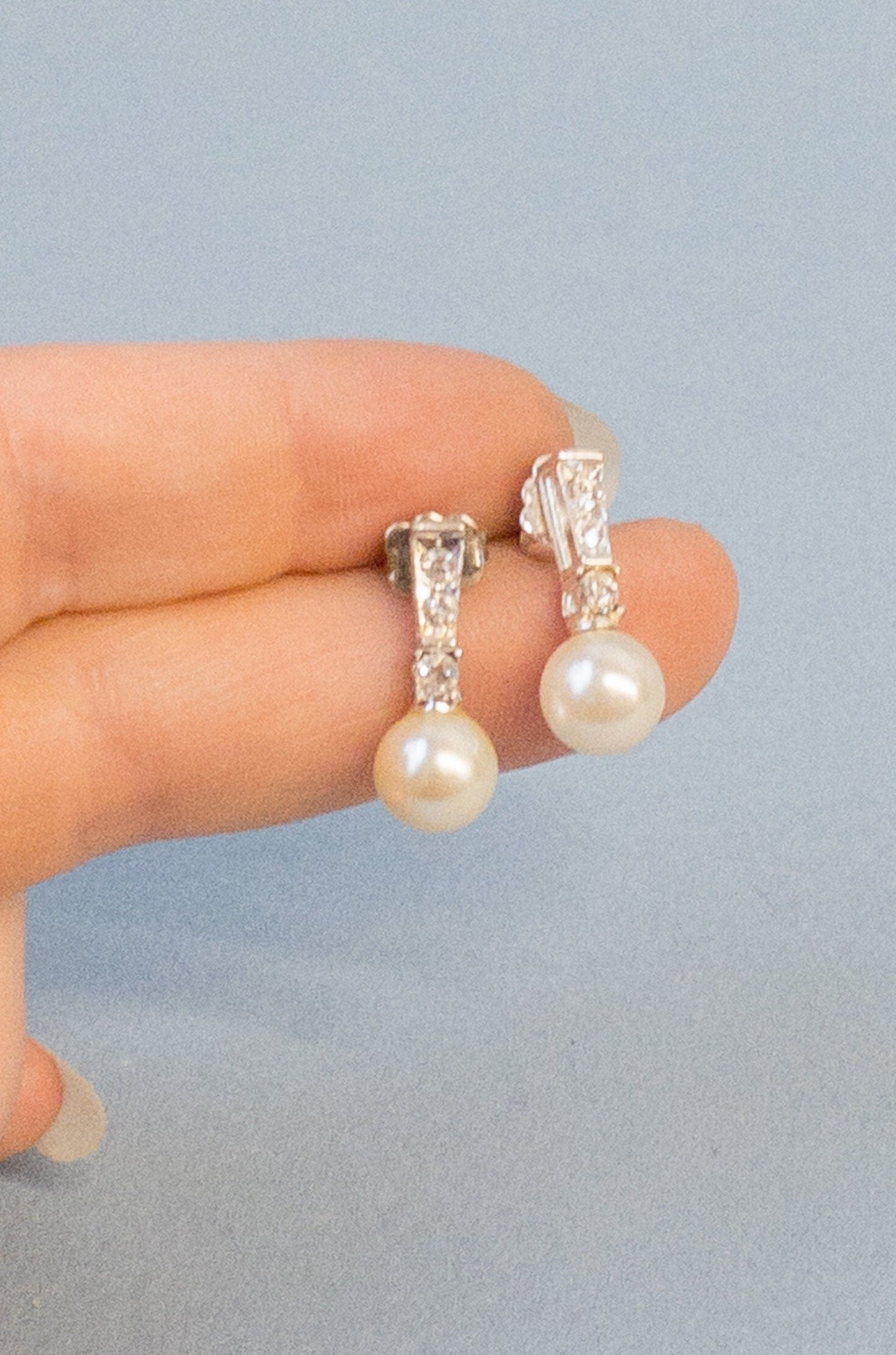 Rhinestone & Pearl Earrings