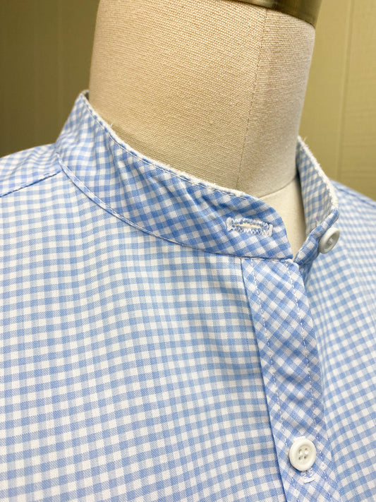 80's Blue Gingham Summer Picnic Shirt | M/L