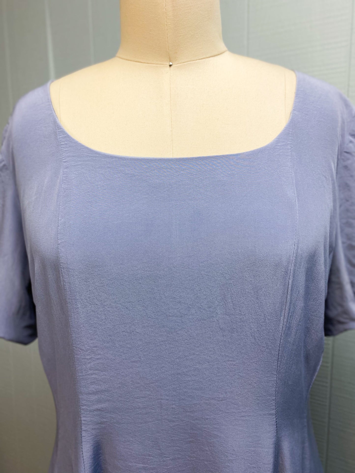 90s Dusty Blue/Lilac Silk Laura Ashley Dress | M