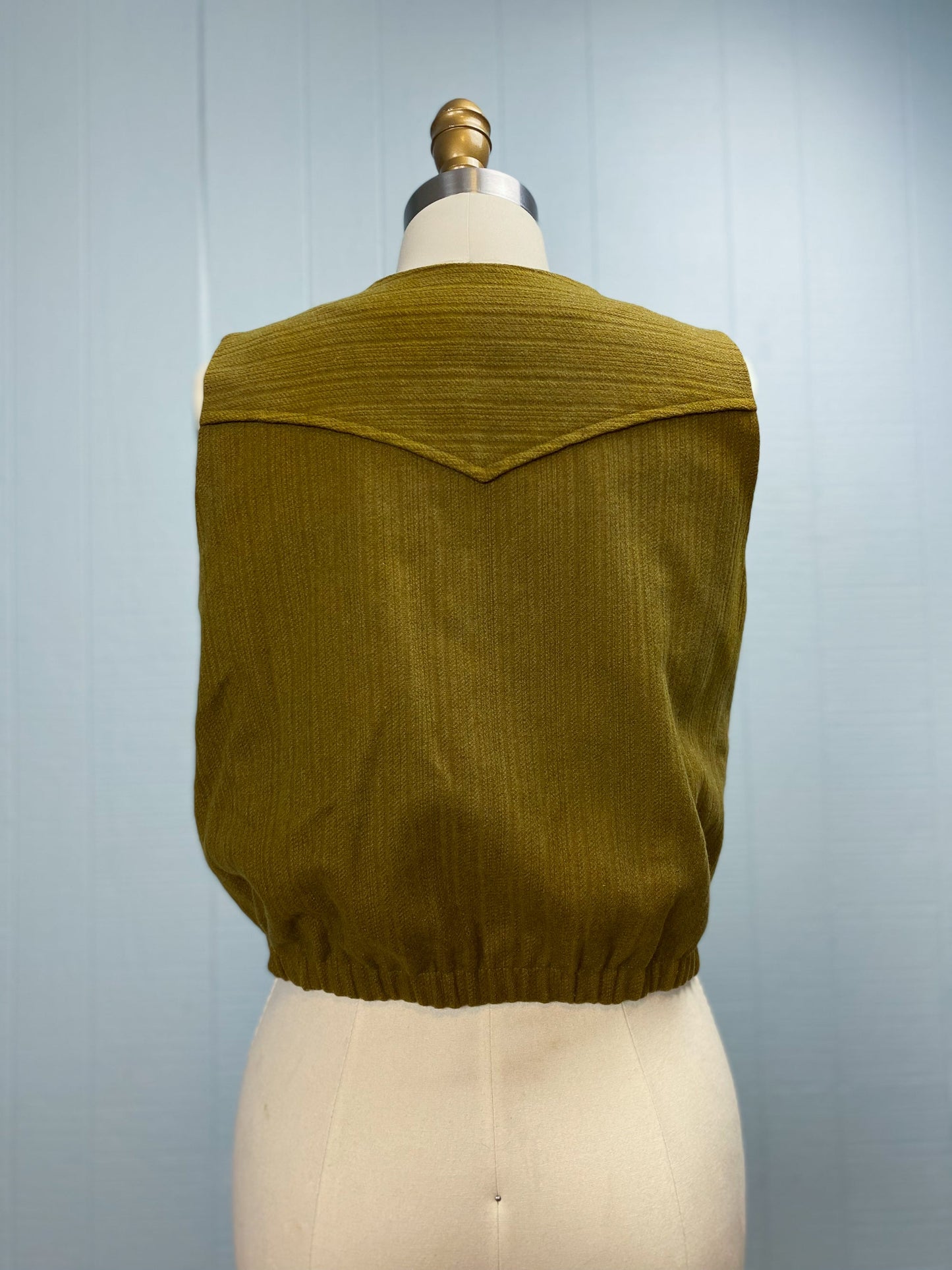 60's Olive Green Cropped Double Breast Vest | M/L