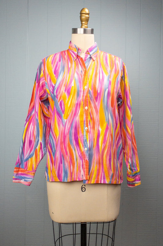 60's Painting with Rainbows Blouse | S/M