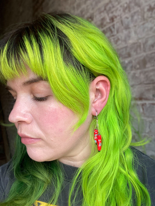 Red Roll Candy Peppermint Swirl Clip On Earrings