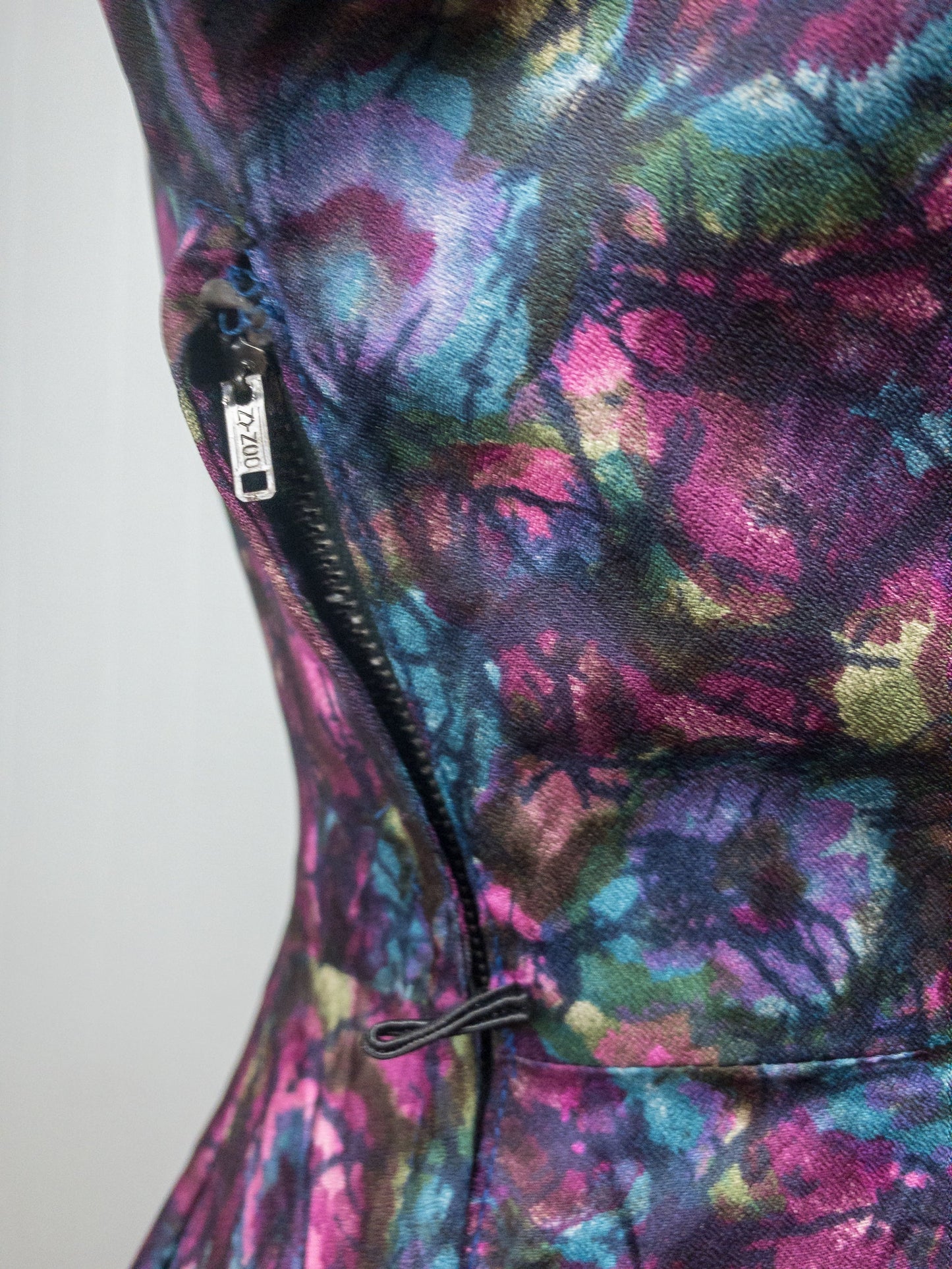 50's Purple Abstract Floral Dress | M/L