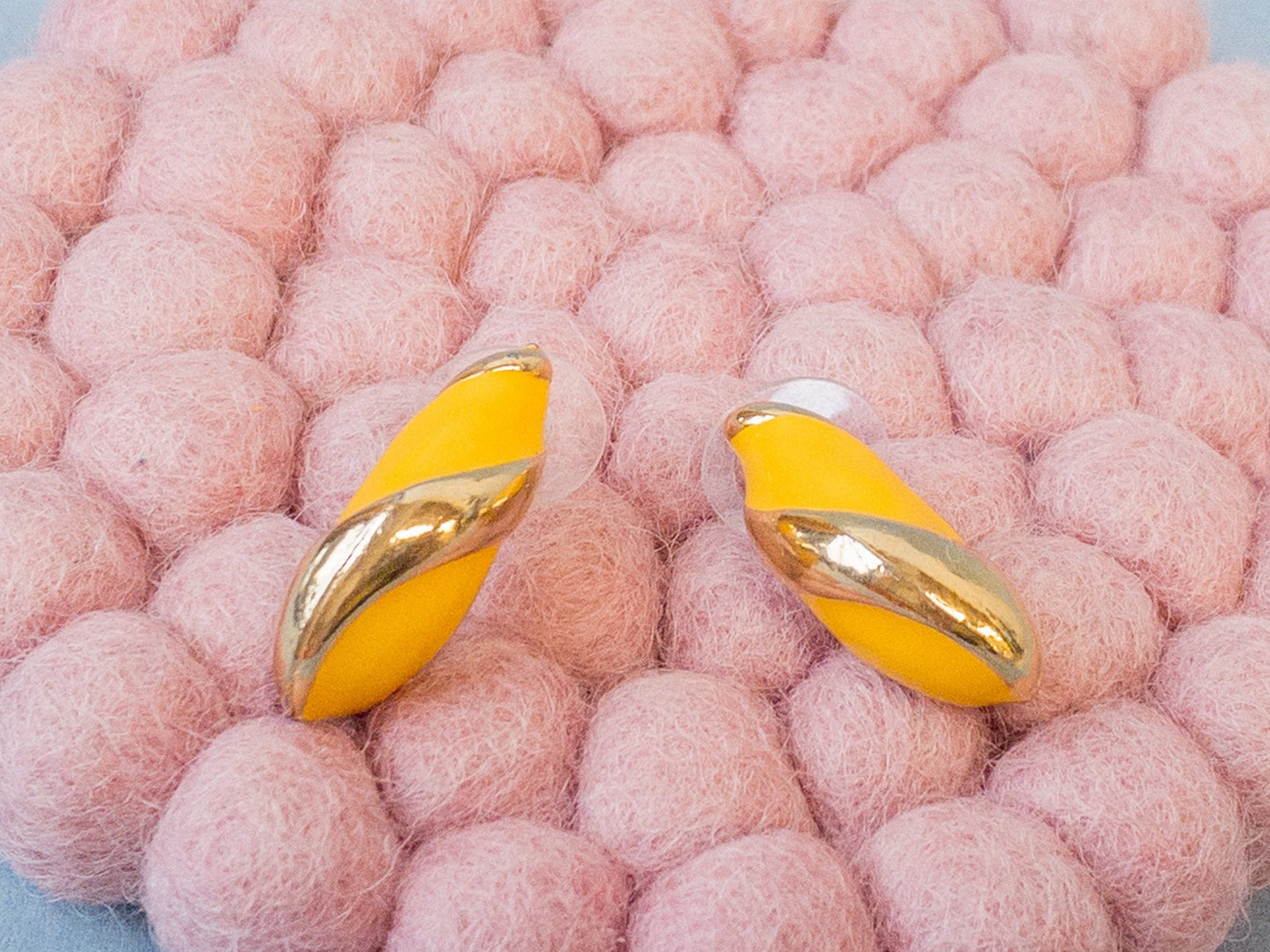 Gold & Yellow Swirl Huggie Earrings