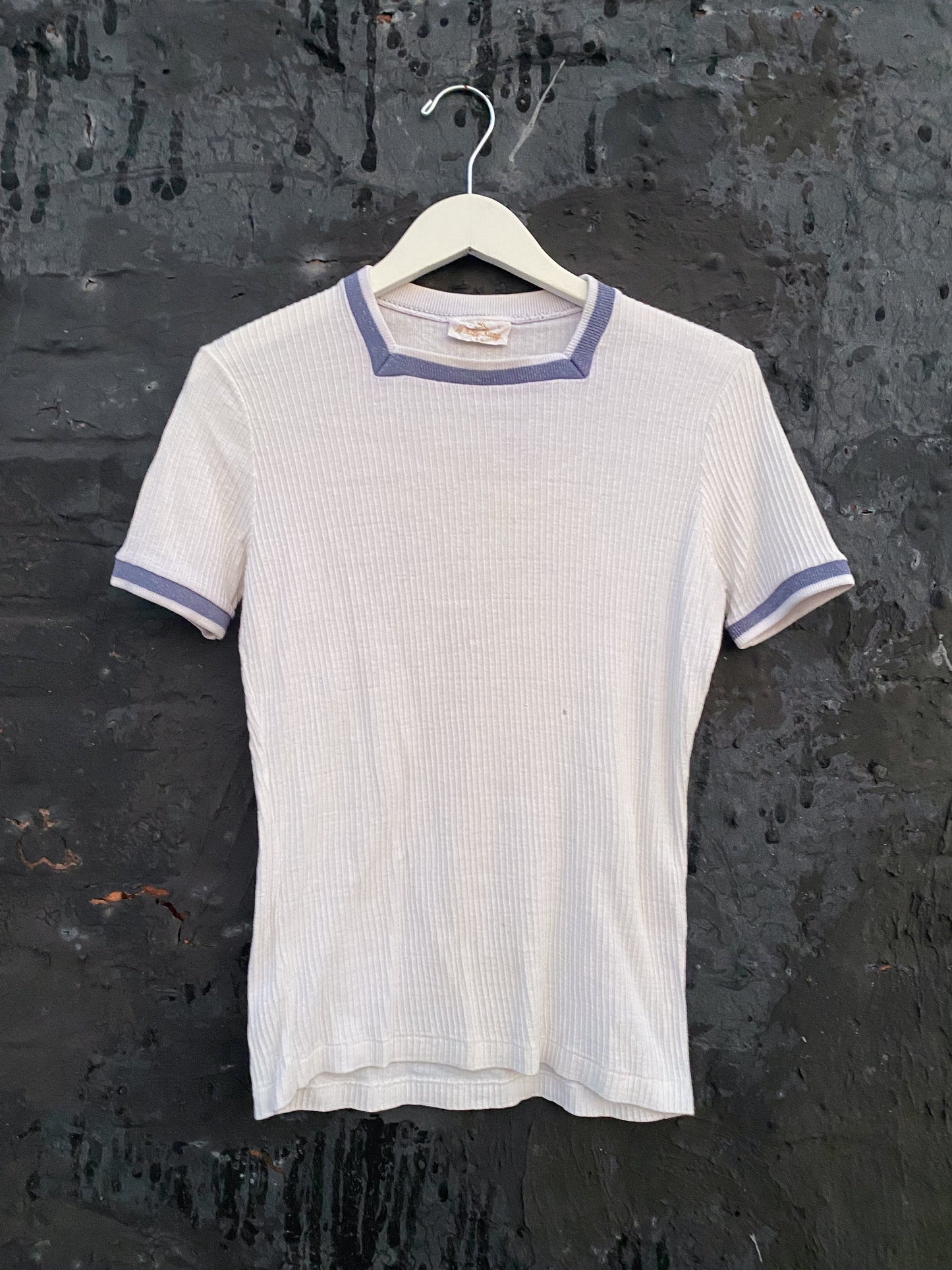 60s Square Neck Ribbed White T Shirt