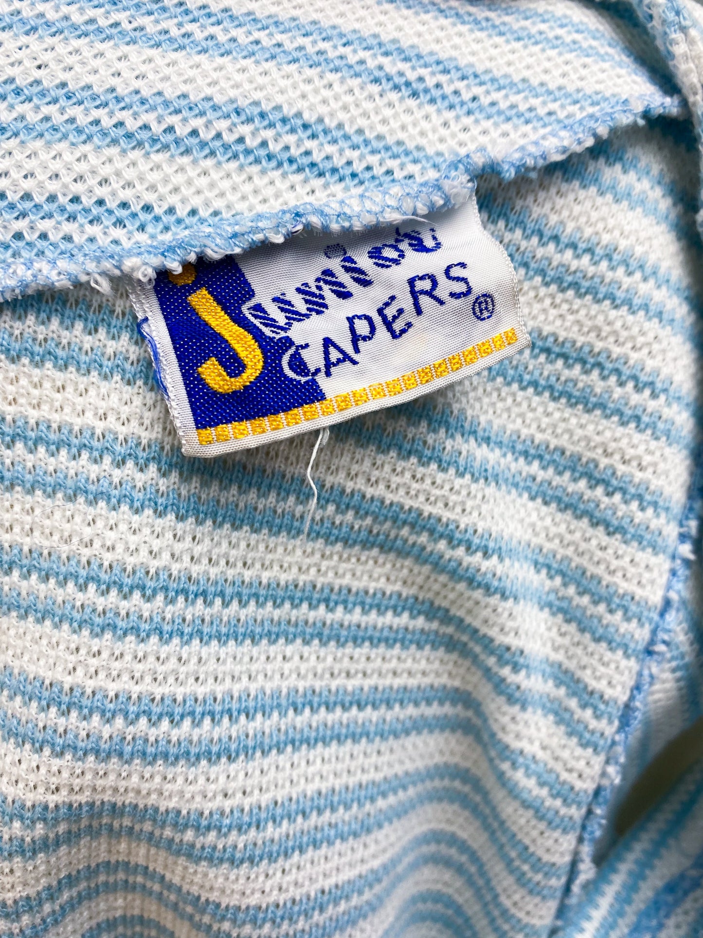 50's 60's Baby Blue White Stripe Knit Crop Top | XS/S