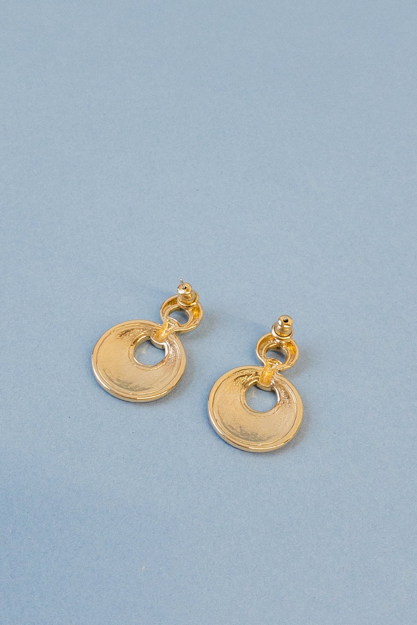 Enamel & Gold Brick Red Disc Earrings