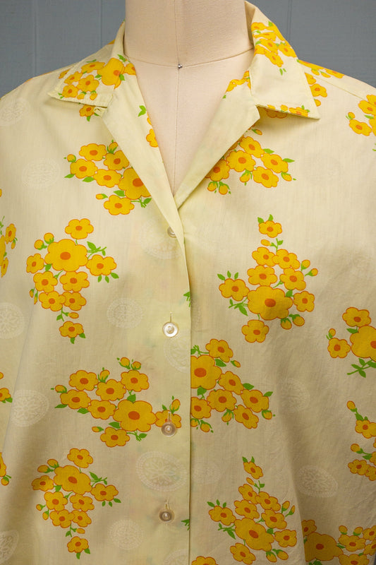 60's Yellow Daisy Chain Blouse | M/L