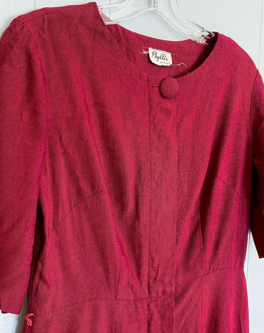 50's Wounded Wine Wiggle Dress | M/L