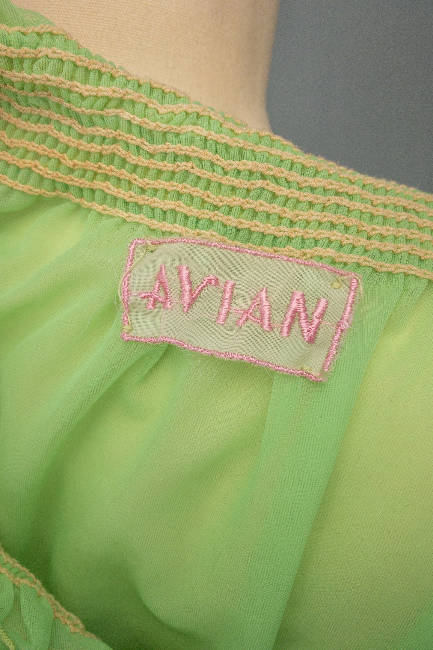 60's Lime Green Sheer Babydoll Nightgown