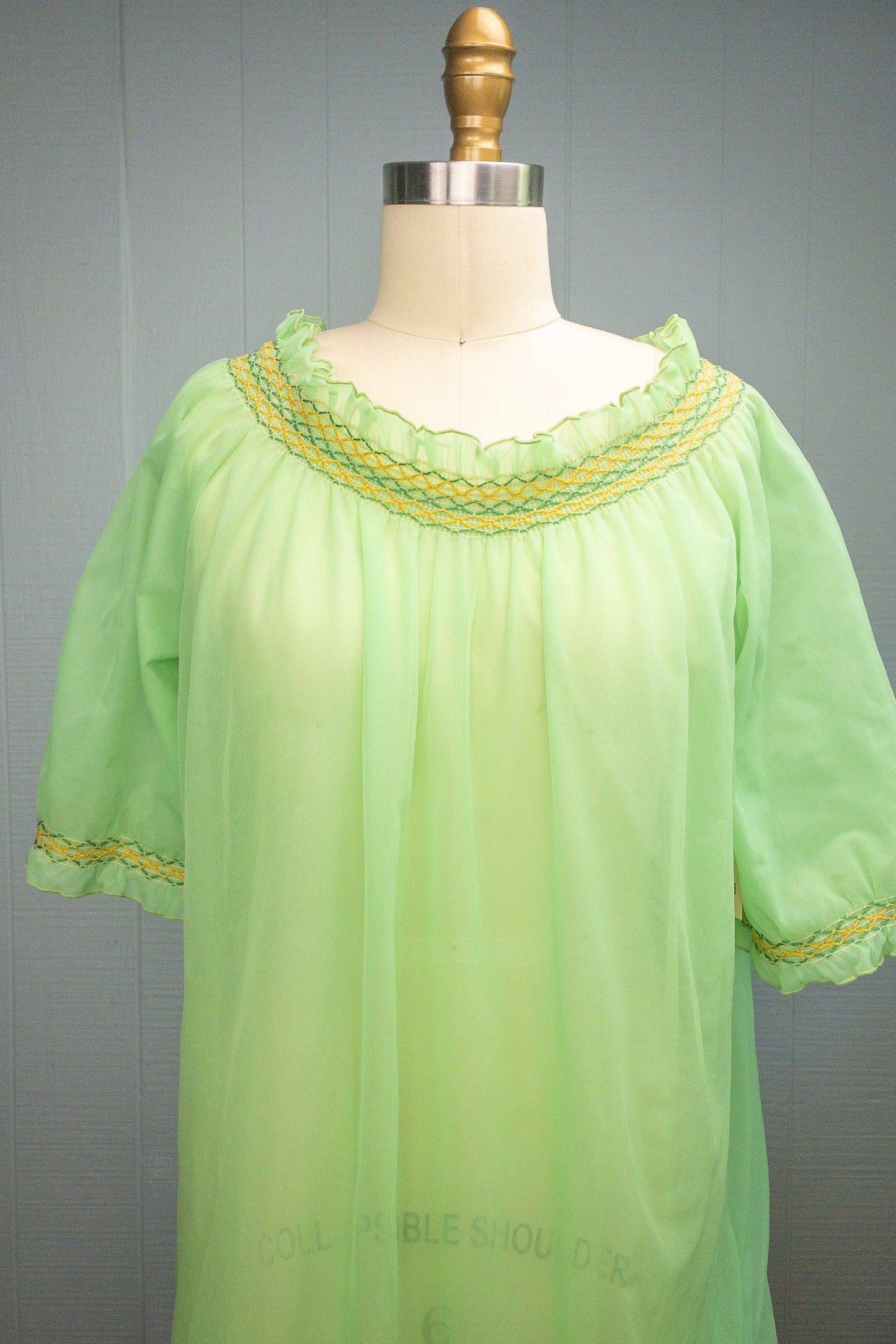 60's Lime Green Sheer Babydoll Nightgown