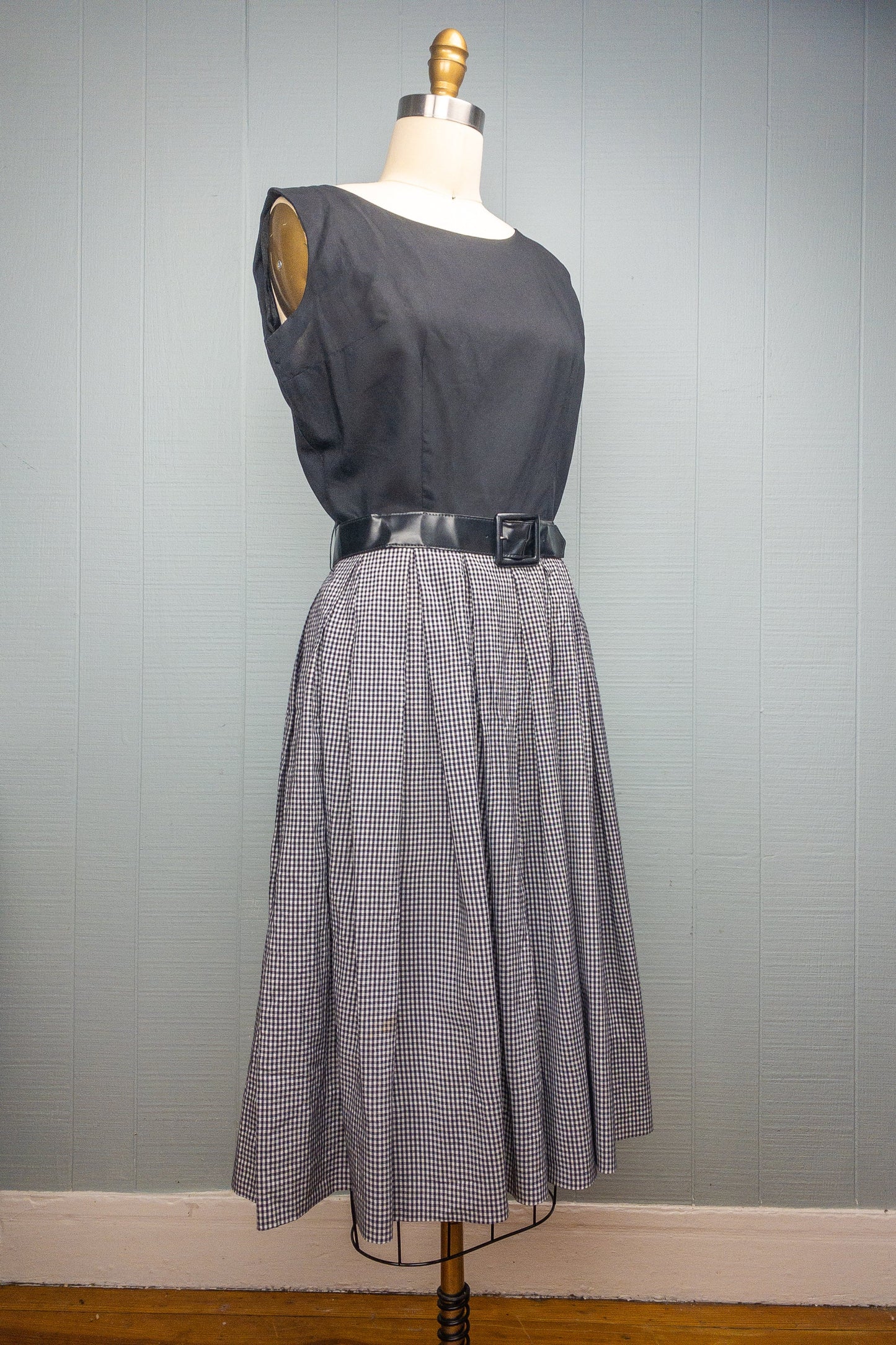 50's Black & White Gingham Picnic Dress