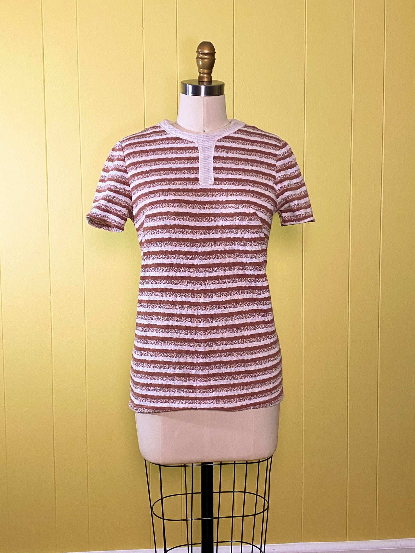 60s 70's Brown Space Dye Crew | S/M