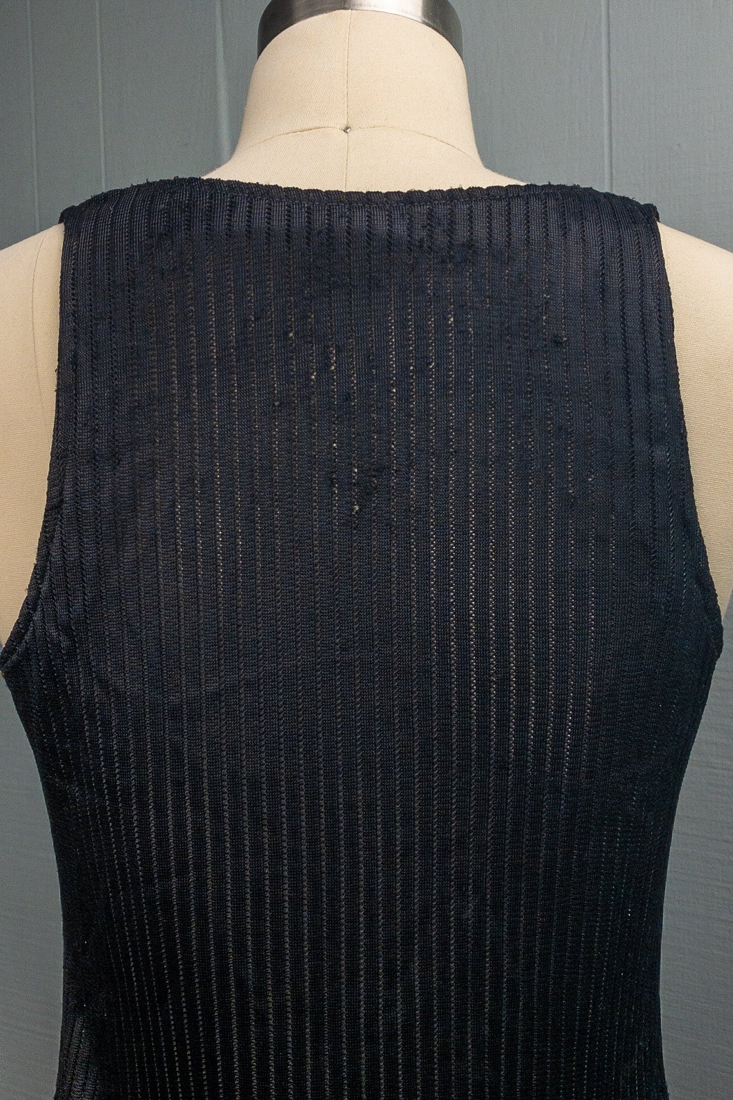 60s 70s Busted Mesh Black Tank | S/M