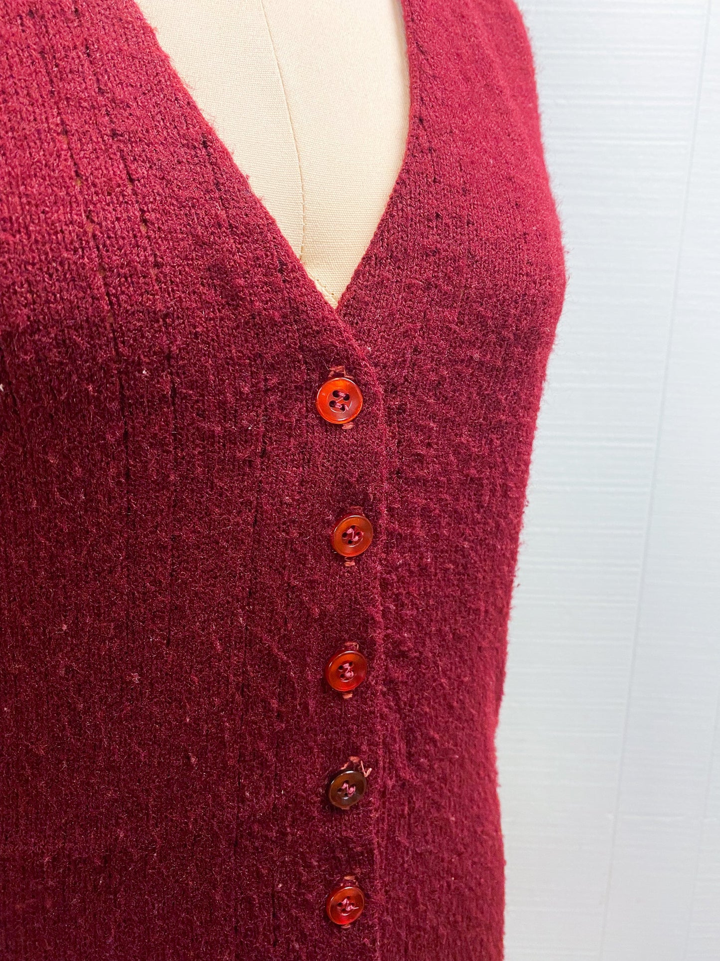 60's 70's Maroon Cable Knit Sweater Vest Bryant 9 by Carol Horn