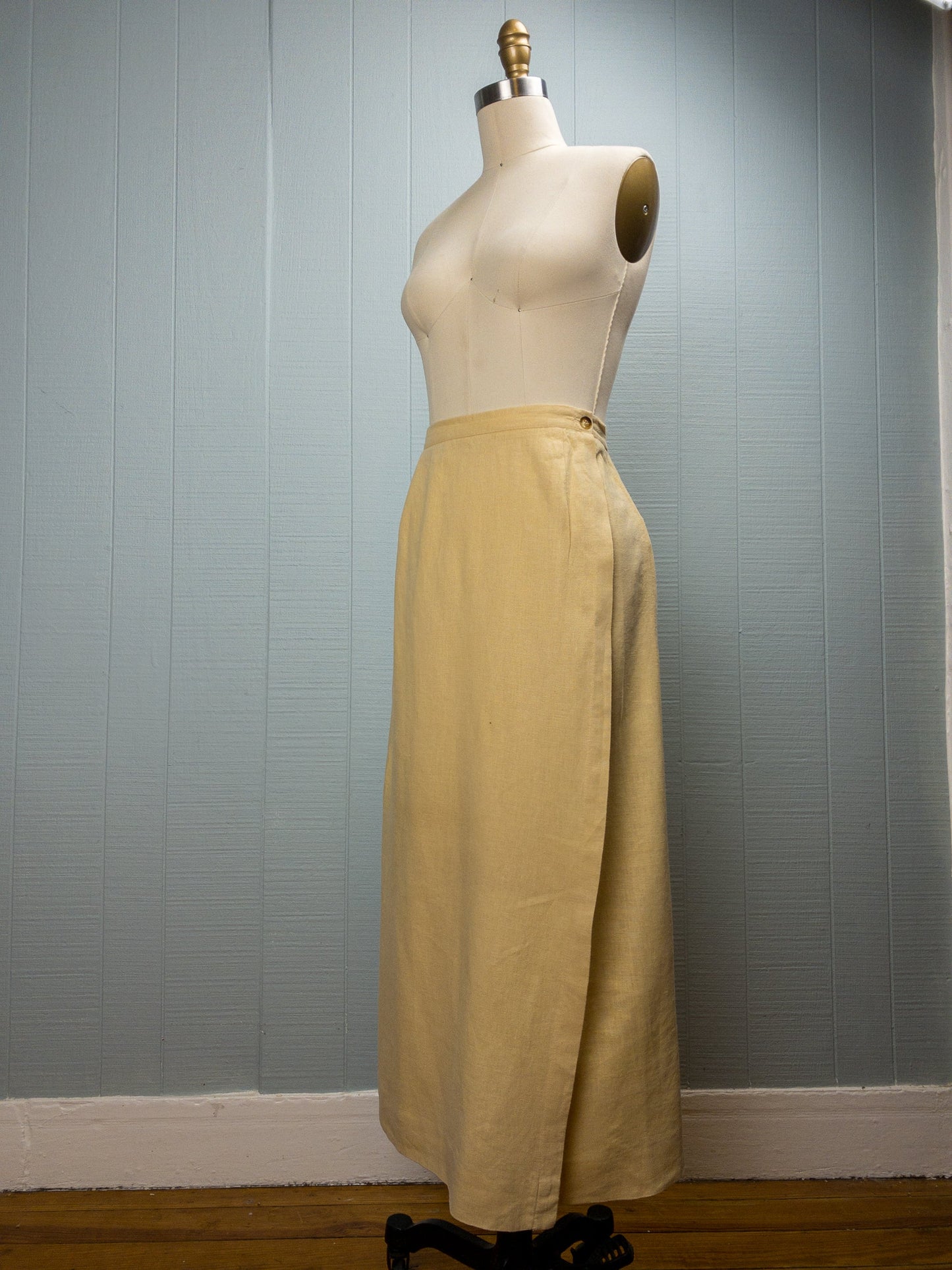 90's Butter Yellow Linen Maxi Skirt | L/XL