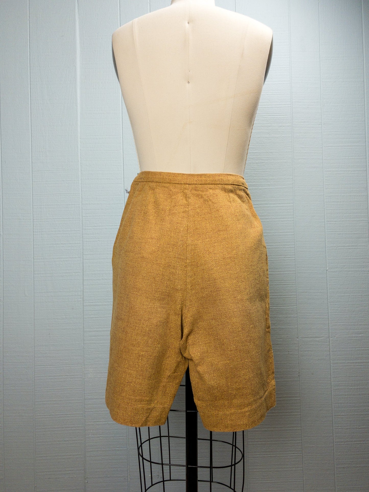 60's Textured Mustard High Waist Shorts