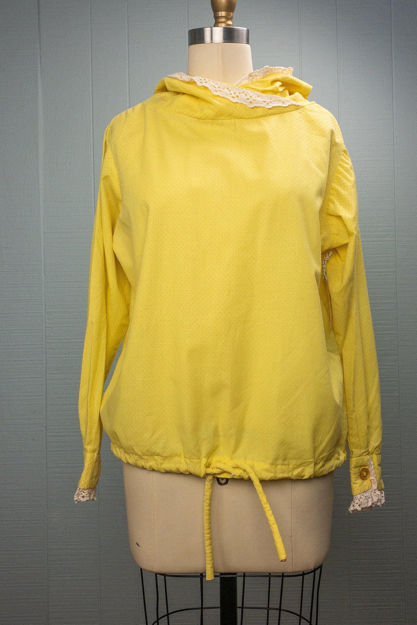60's Yellow Dots & Lace Hoodie | S/M