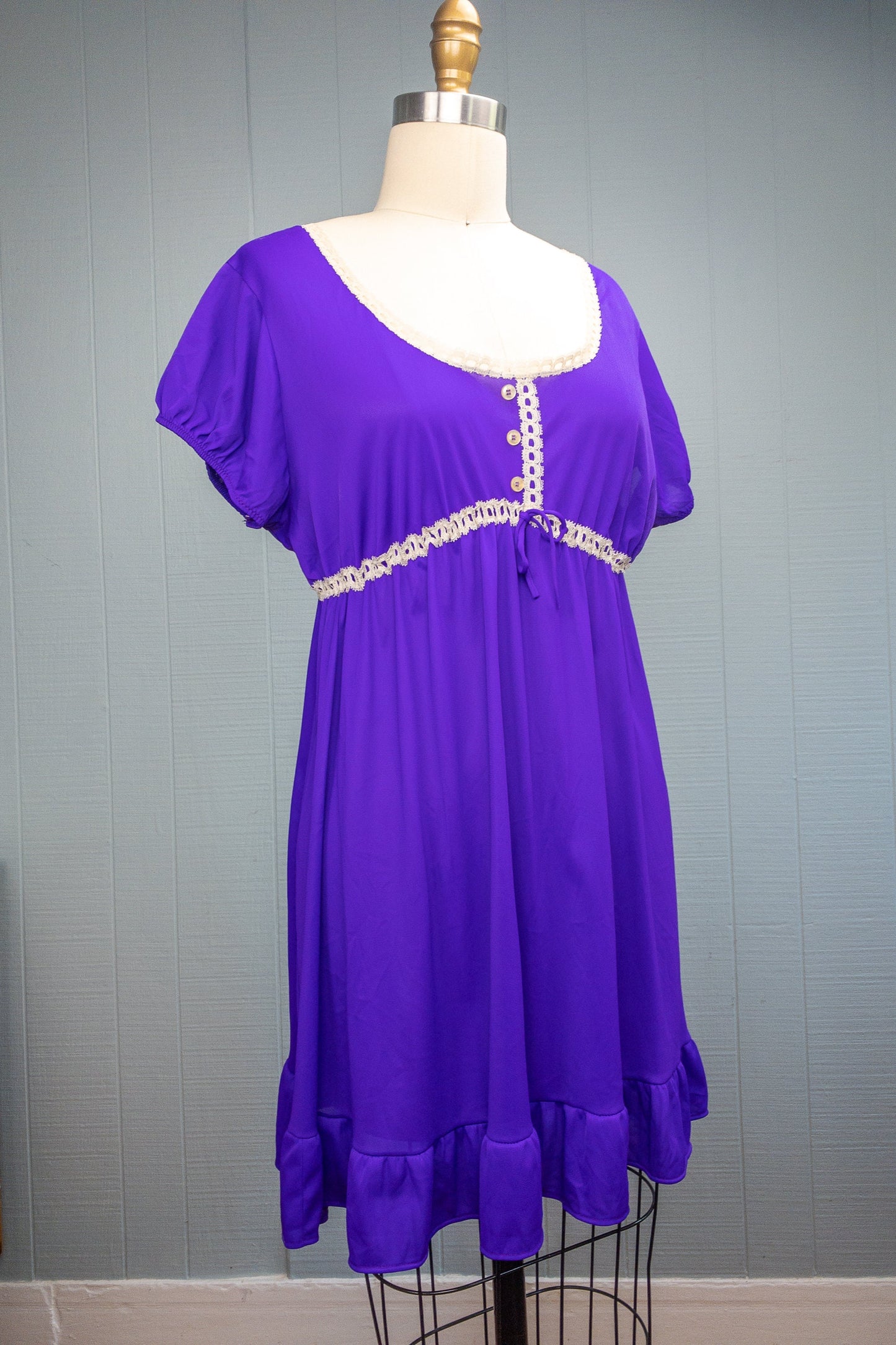 60's Purple Sheer Baby Doll Dress | M/L/XL