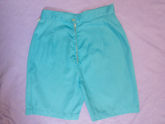 50's 60's Teal Blue Short | 25" | High Waist Pin Up