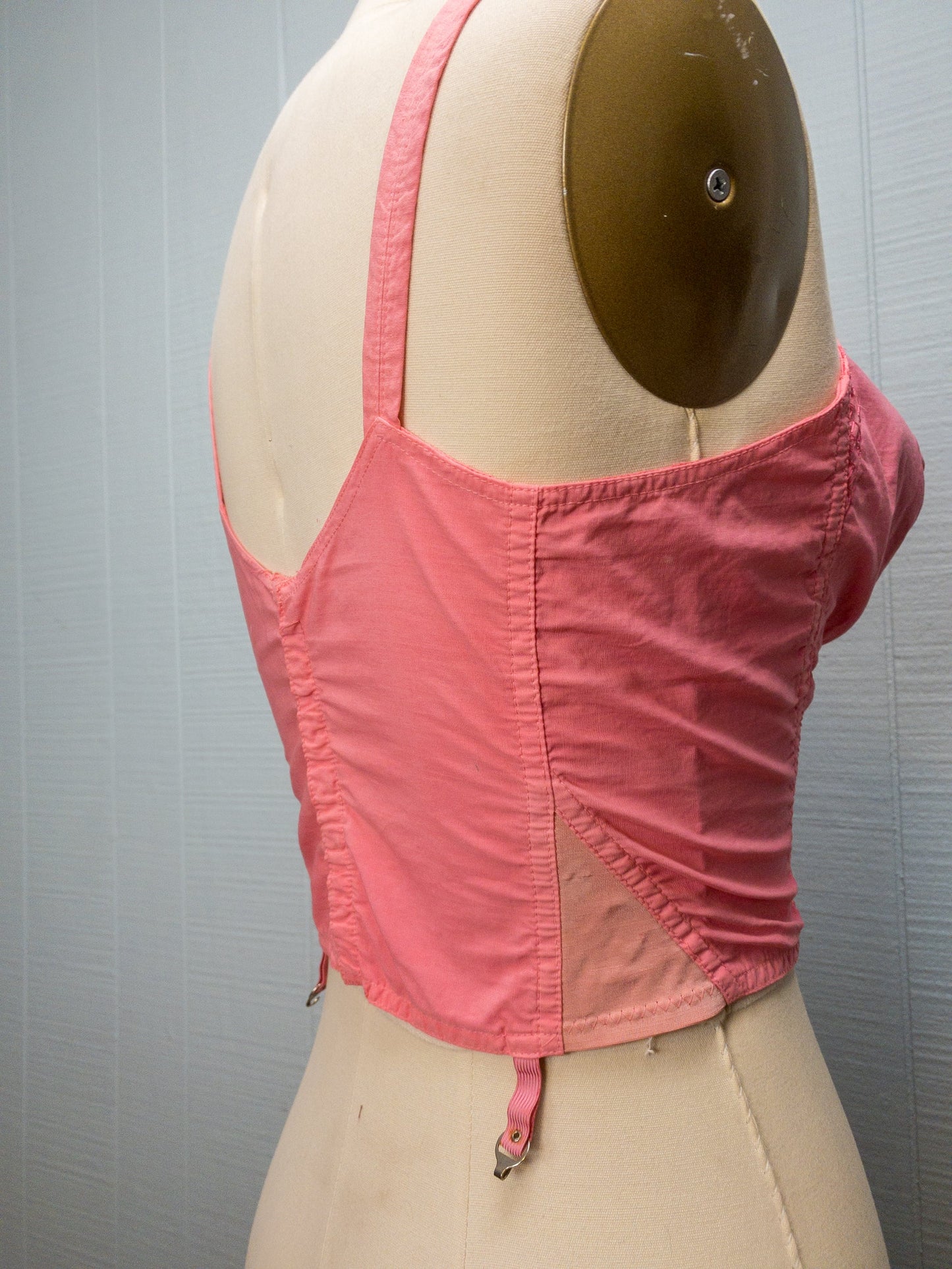 50's 60's Barbie Pink Long Line Bustier Bullet Bra