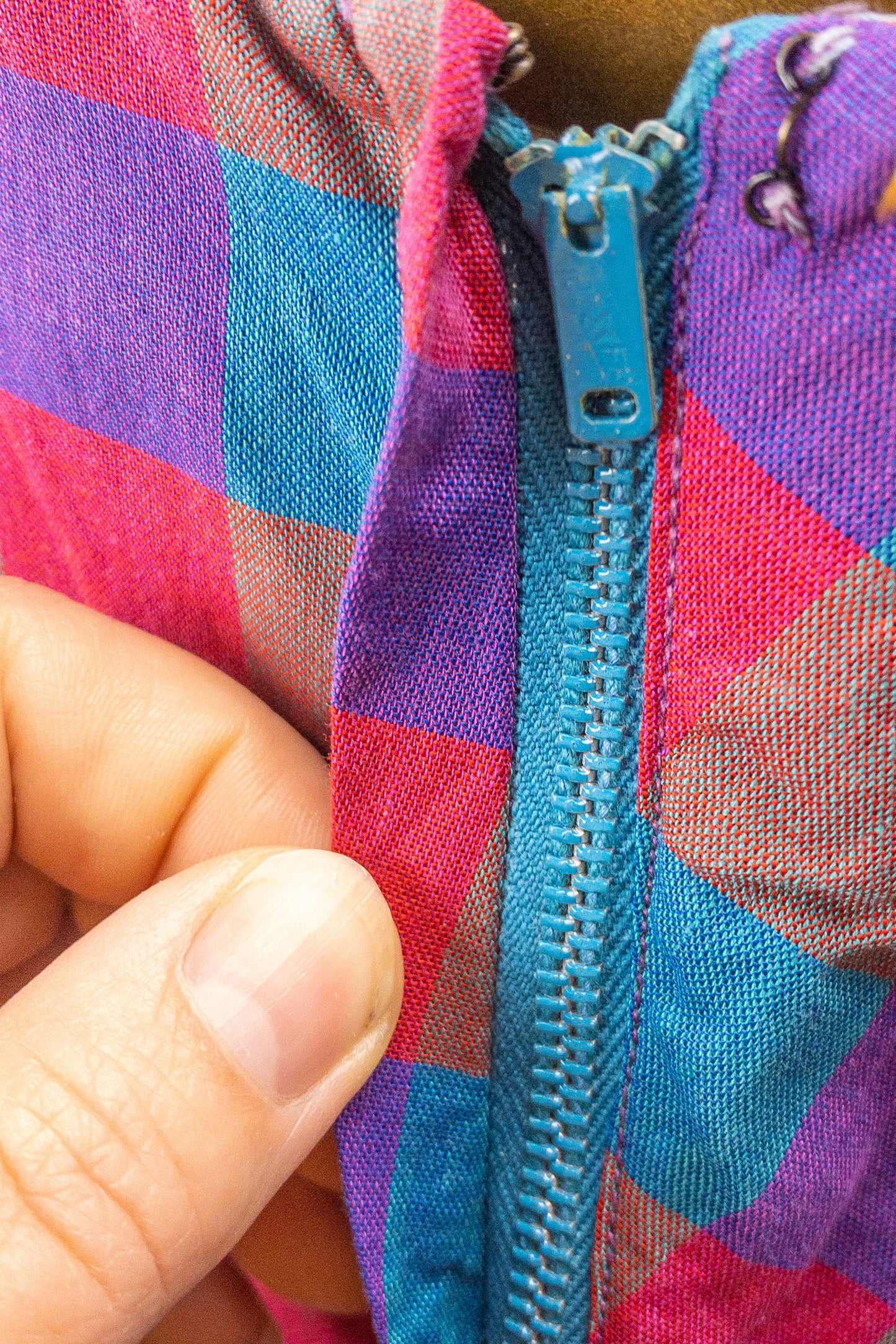 60's Plaid Purple Pink Blue Dress | XXS/XS