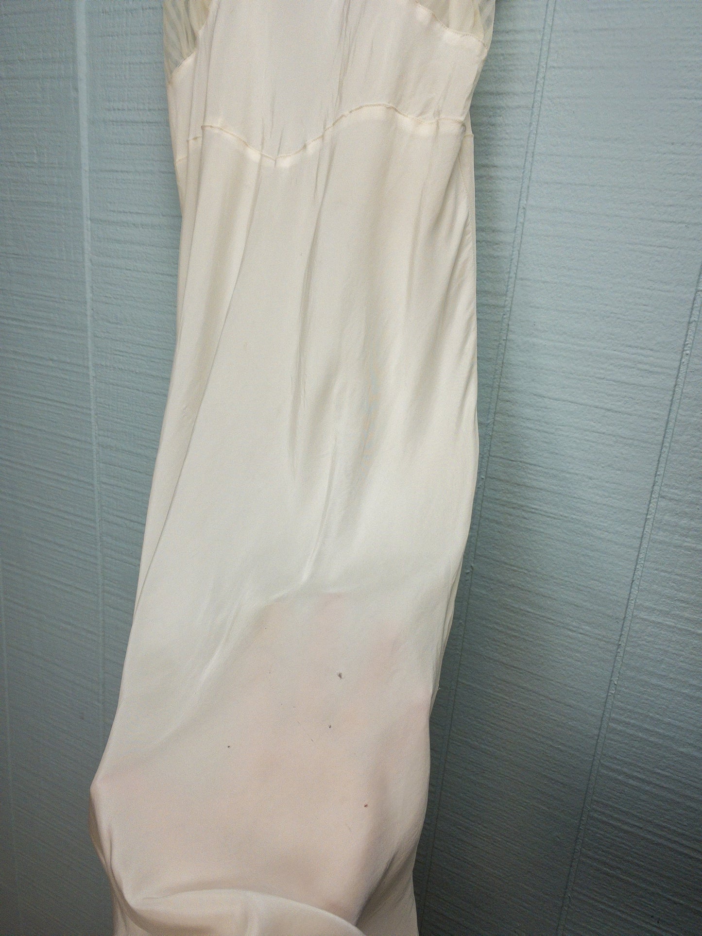 50's White Bias Cut Striped Sheer Slip | XXS/XS