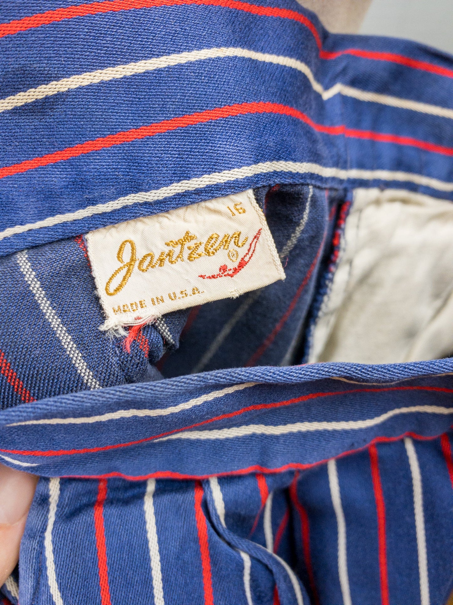 50s 60s Jantzen Navy Stripe Wide Crop Pant | 28"