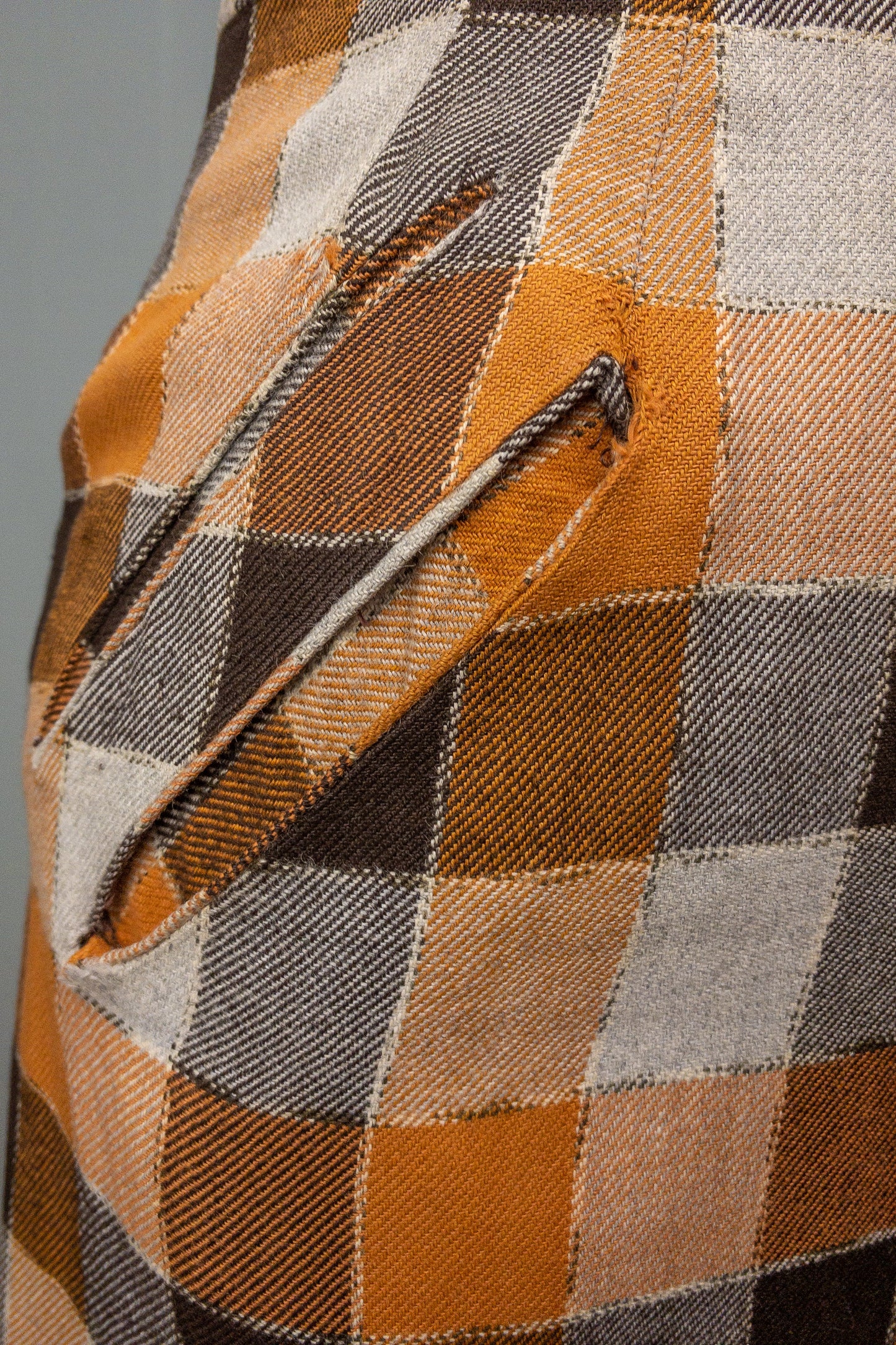 50's Orange Chocolate Plaid Skirt | S/M
