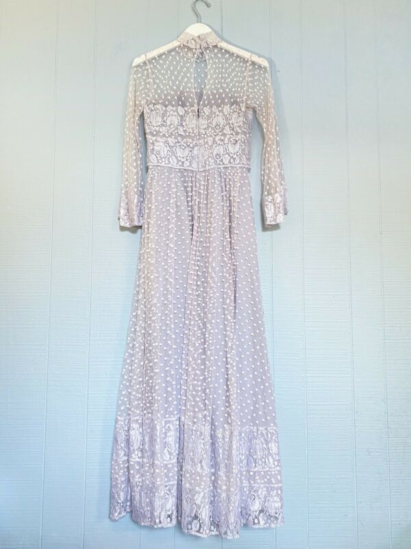 Dove Grey & White Lace Dot Sheer Maxi Dress | XS/S