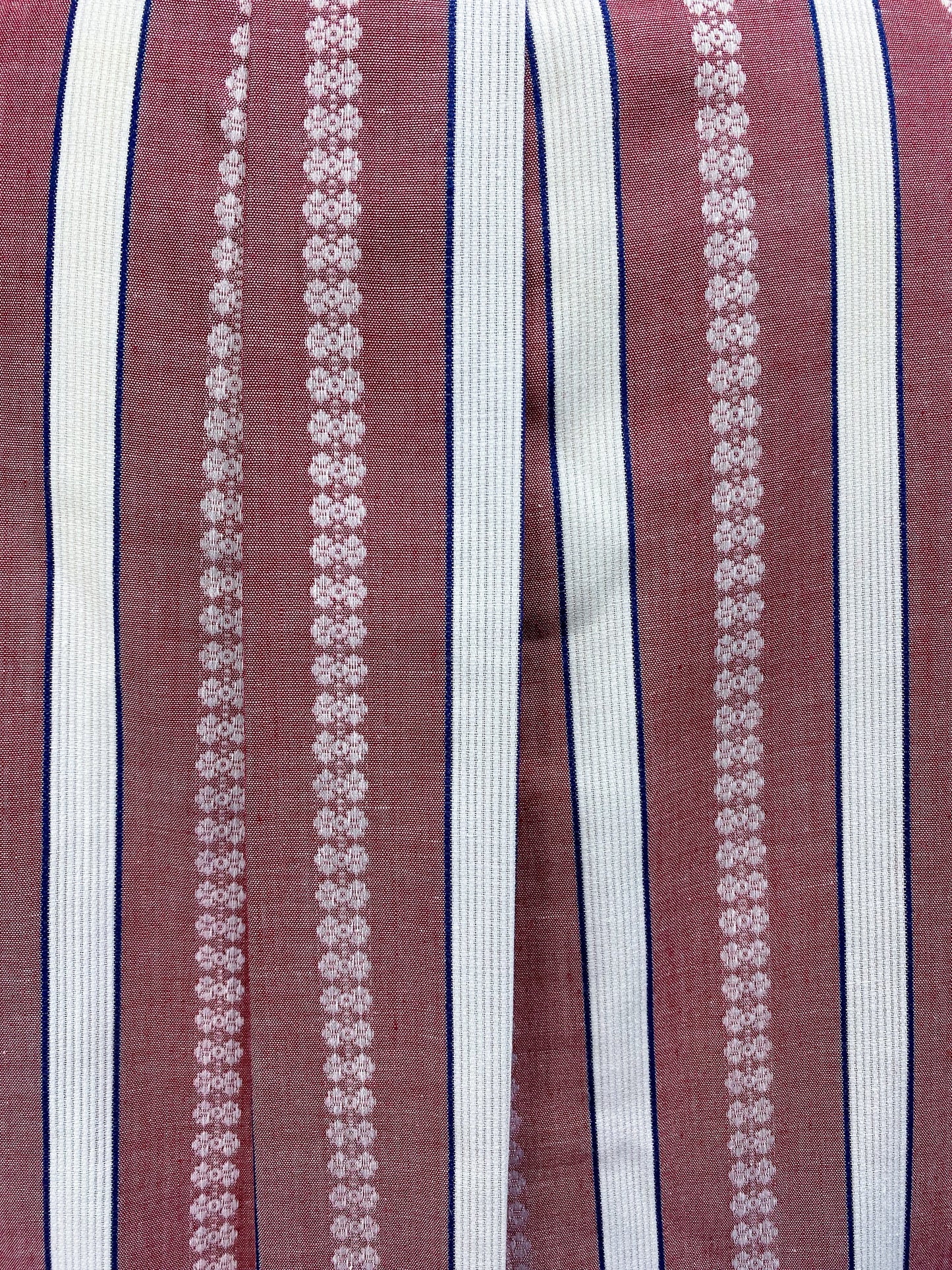 70's Wine & White Vertical Stripe Dagger Collar Button Up Shirt
