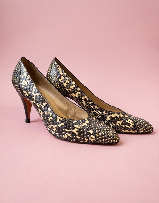 80's Bally Snakeskin Leather High Heel