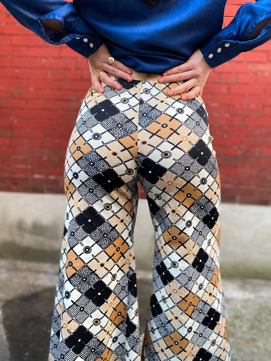 70's Geometric Bell Bottom | S/M