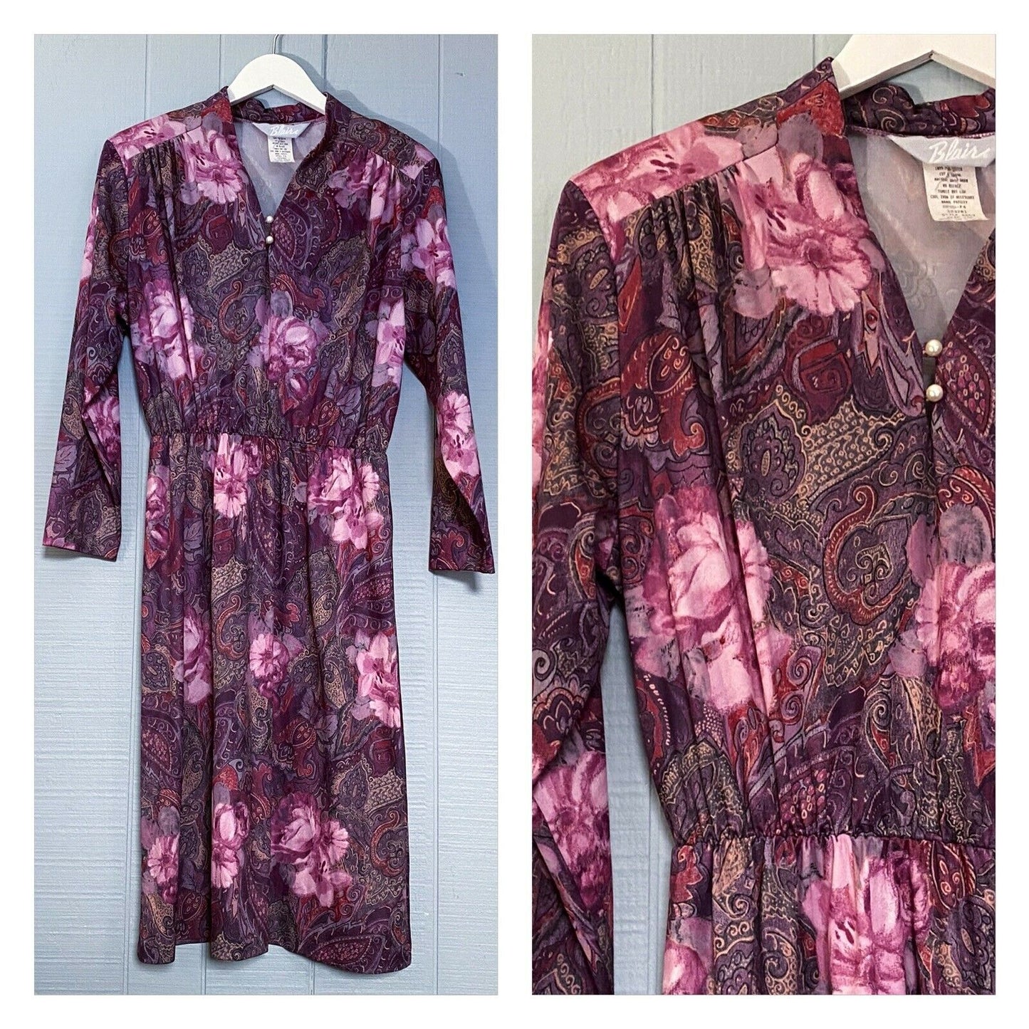 80’s Rose Floral Paisley Dress | M