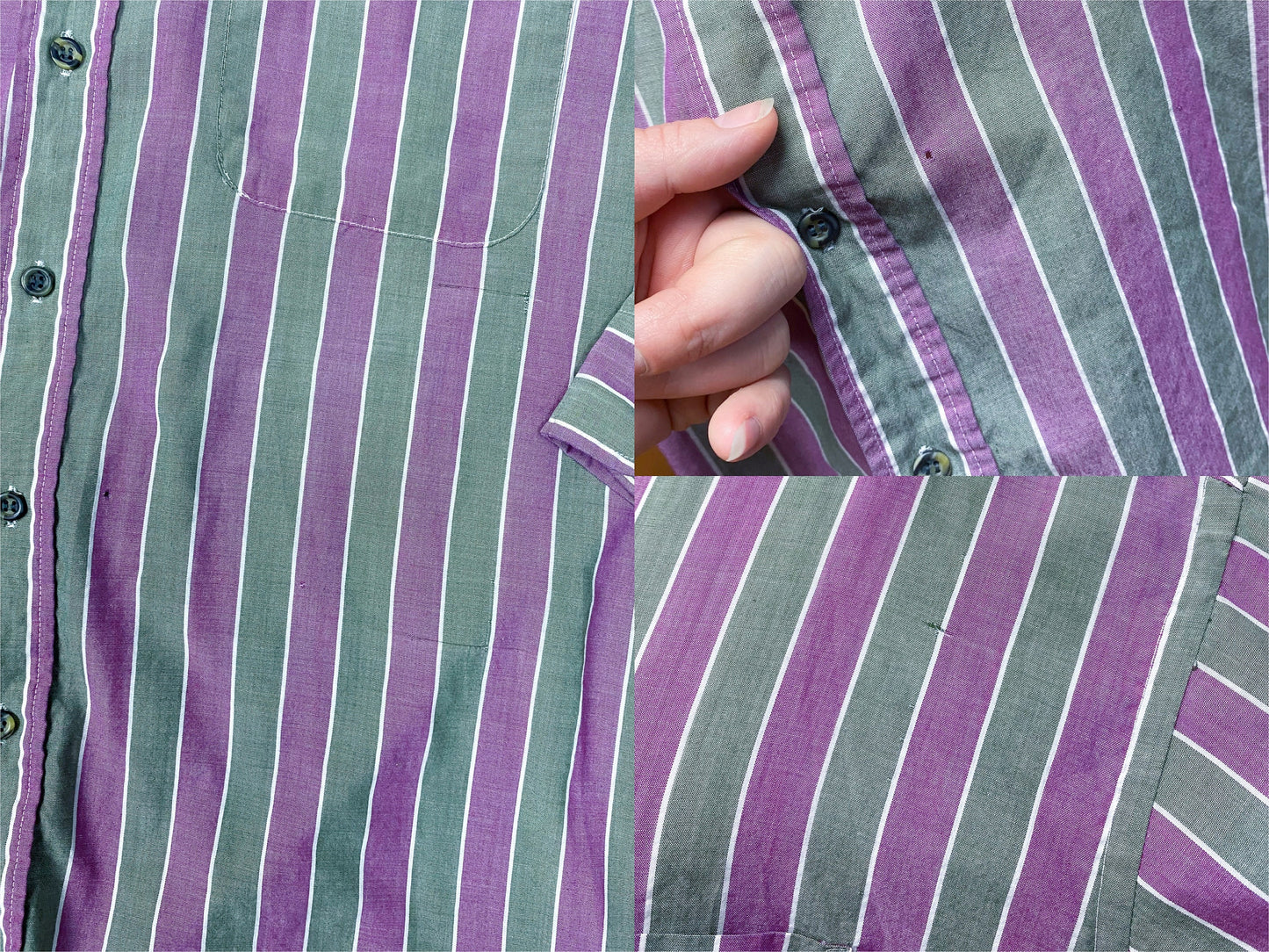 80s 90s Purple Stripe Button Down Shirt | L/XL