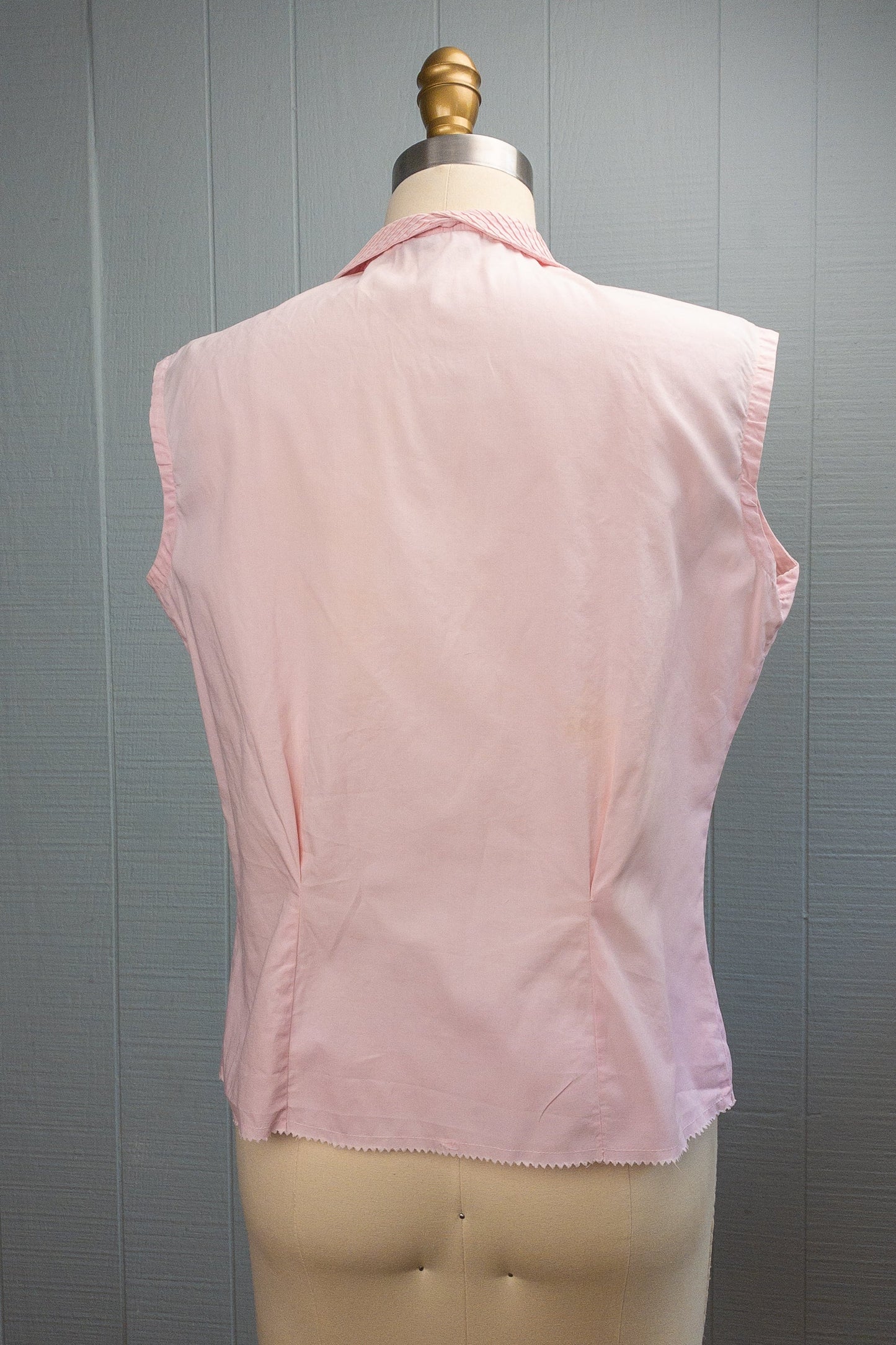 50s Baby Pink Pintuck Blouse | S/M