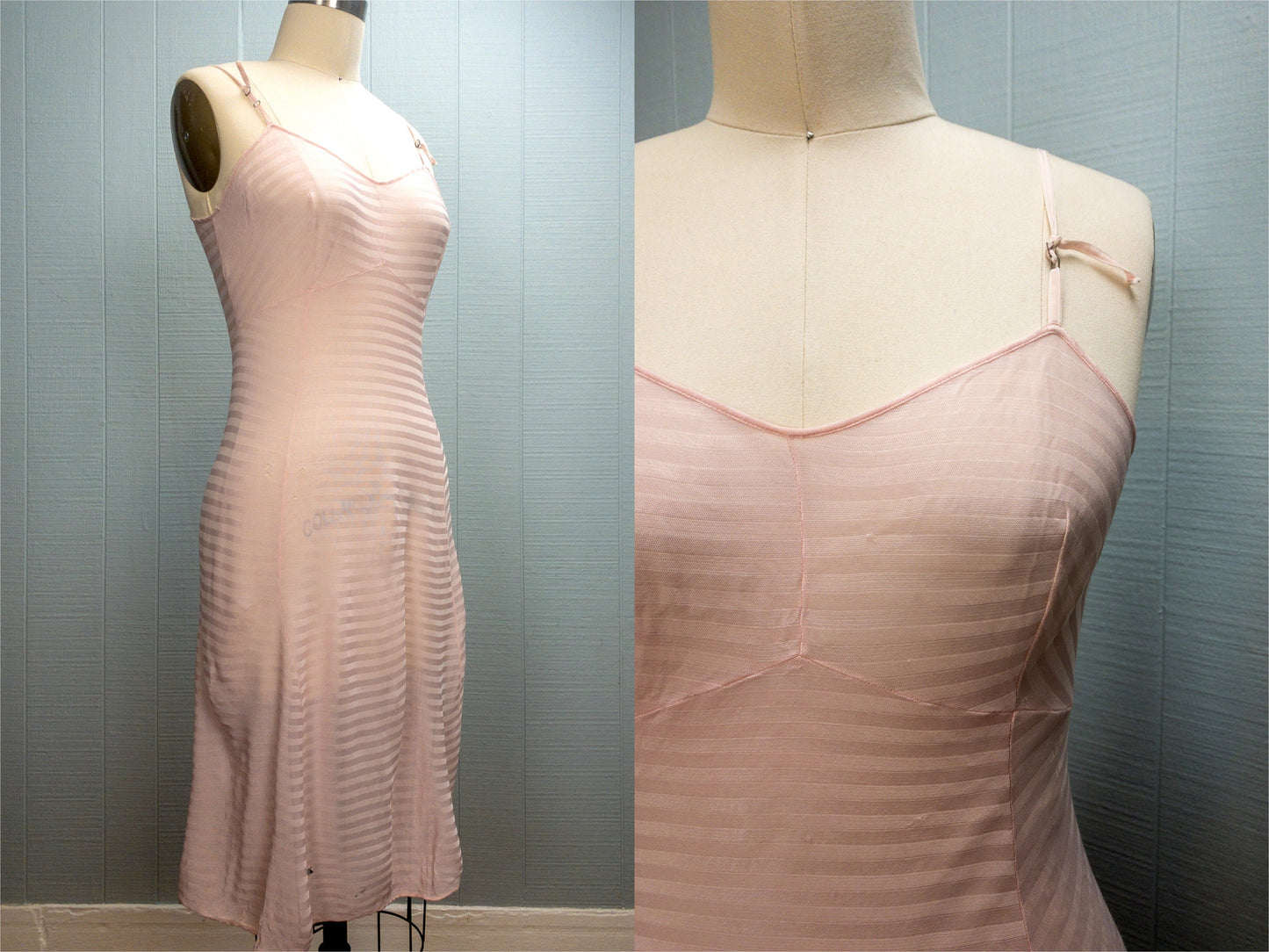 40's 50's Baby Pink Stripe Van Raalte Slip | S/M