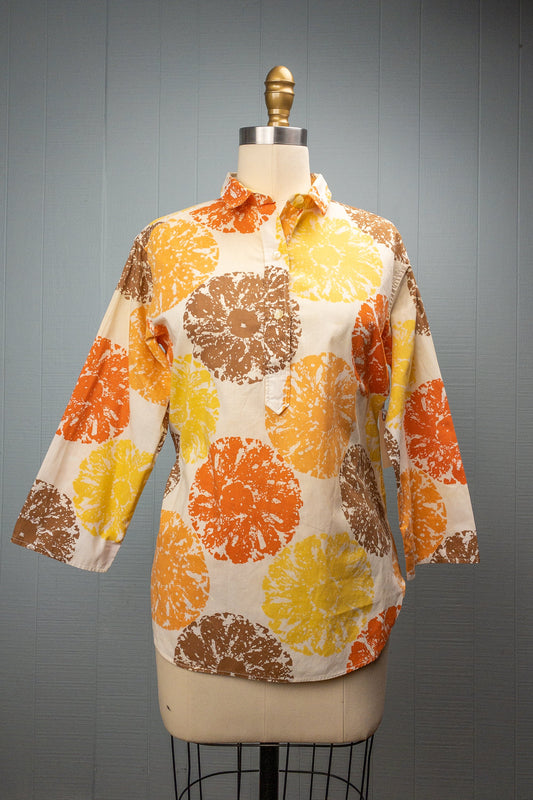 60's Orange Brown Splotch Pullover