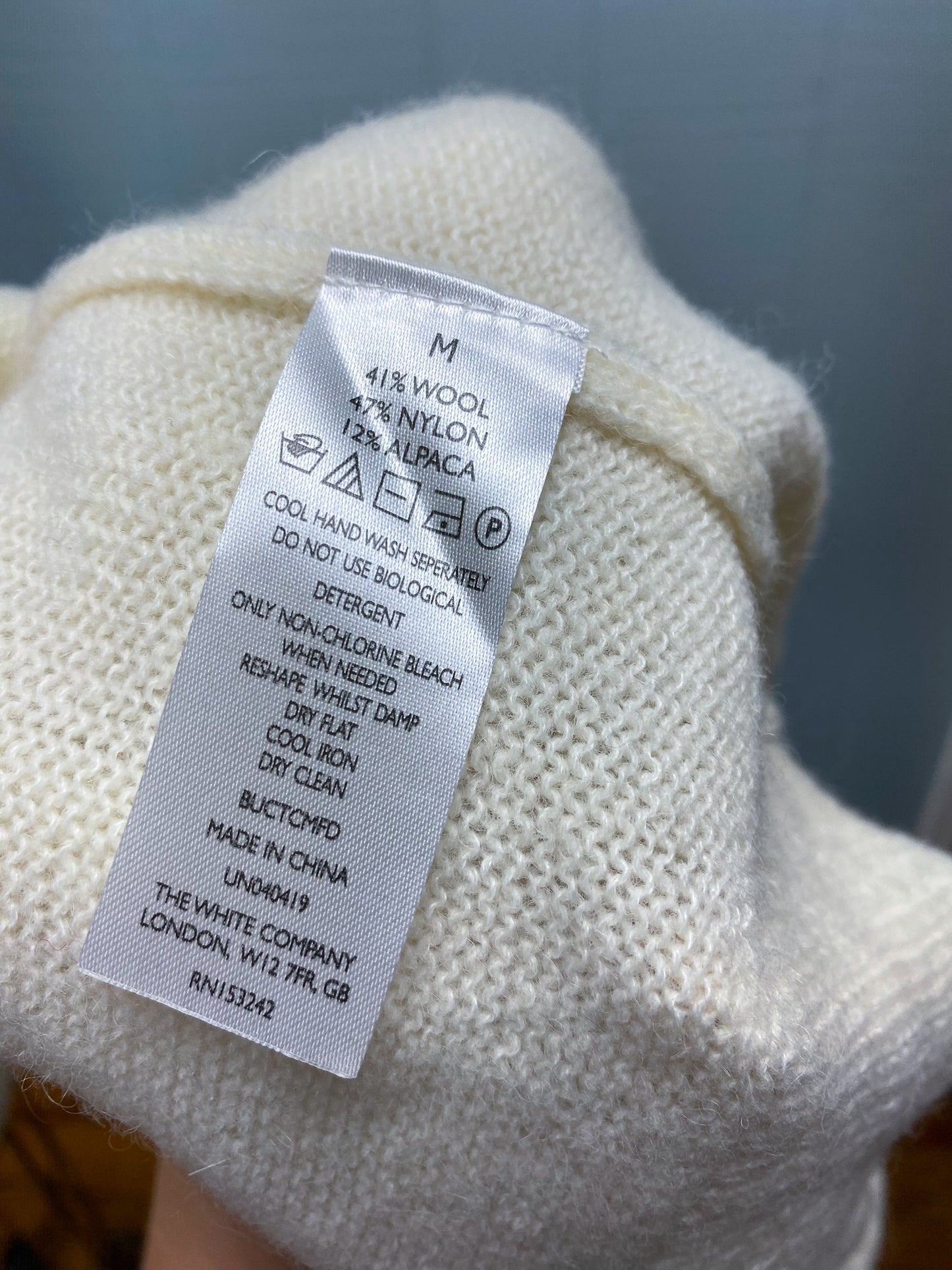 The White Company Ultra Soft Wool V Neck Cream Cardigan