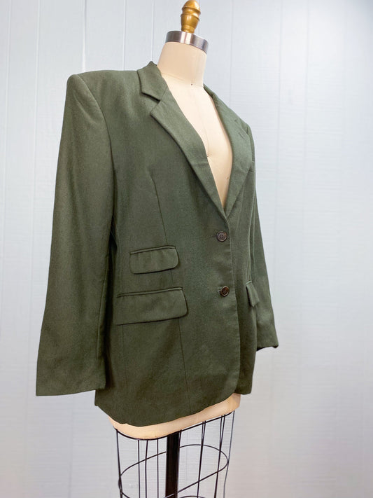 80's JG Hook Blazer Deep Olive Green Single Breast | M