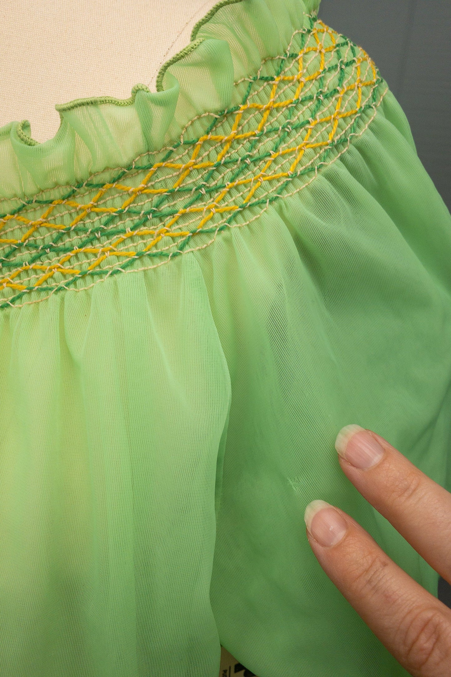 60's Lime Green Sheer Babydoll Nightgown