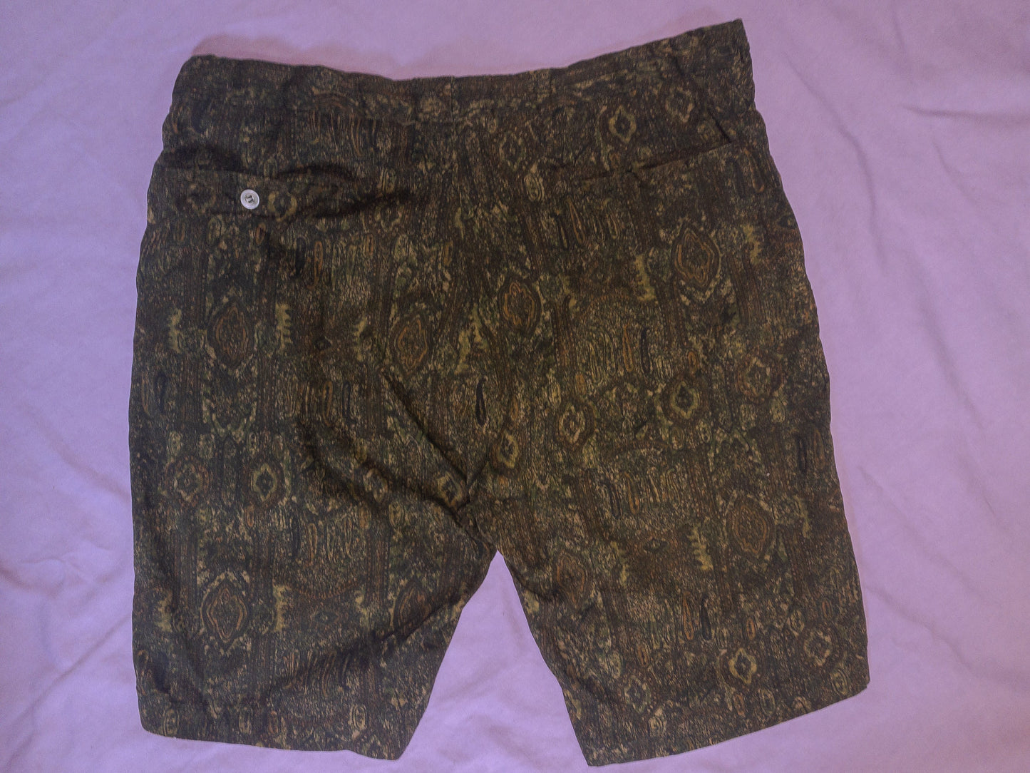 60s Deep Green Paisley Print Short | 36"