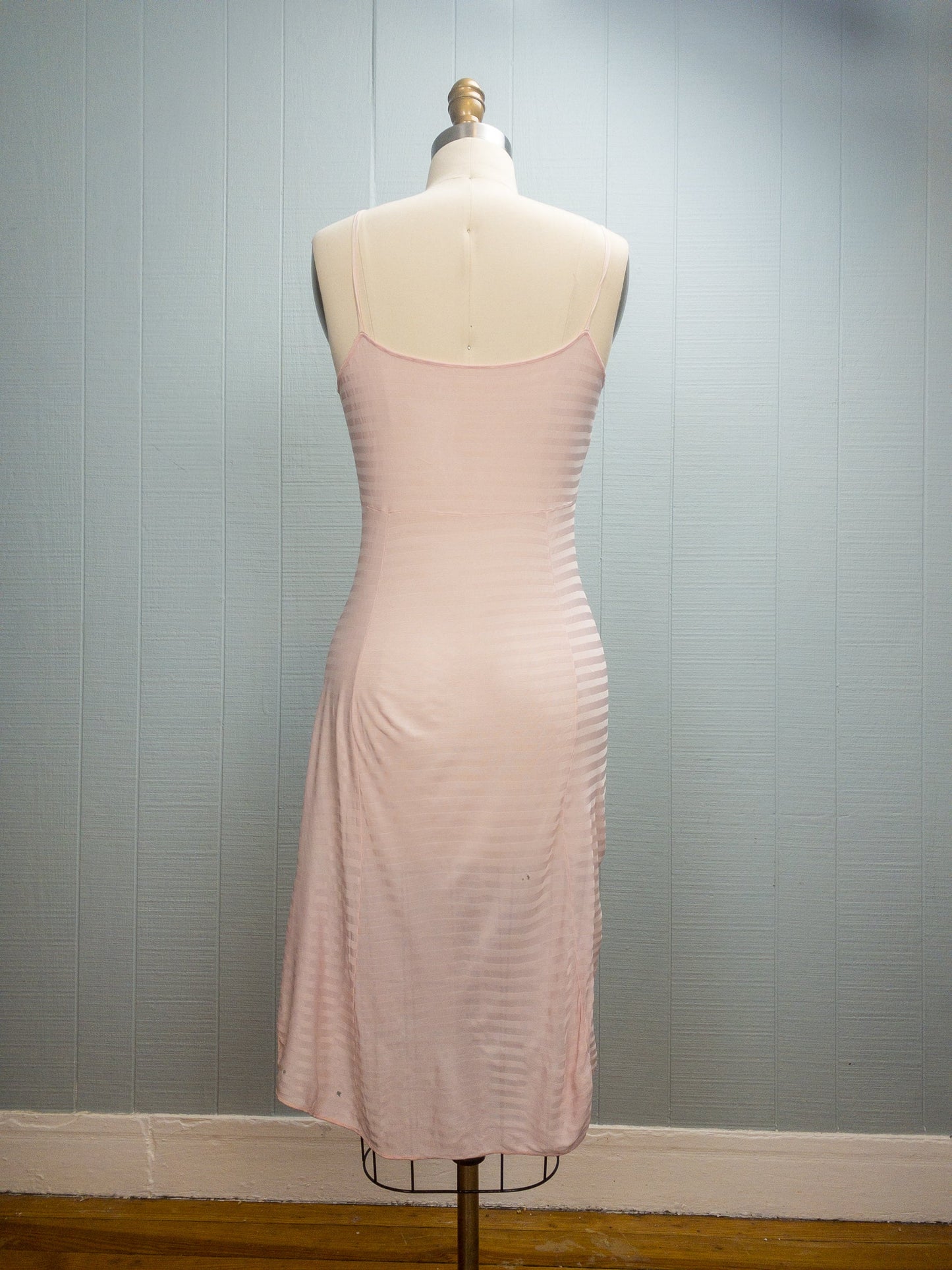 40's 50's Baby Pink Stripe Van Raalte Slip | S/M